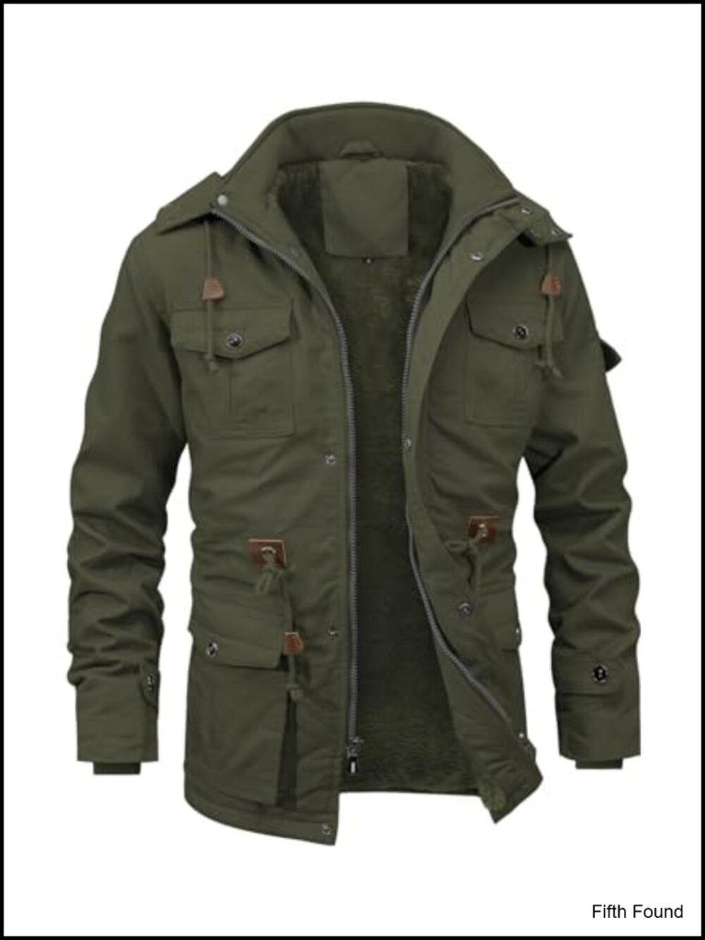 Winter Military Jacket Fleece Lined Hooded Cargo Coat Men's Cotton